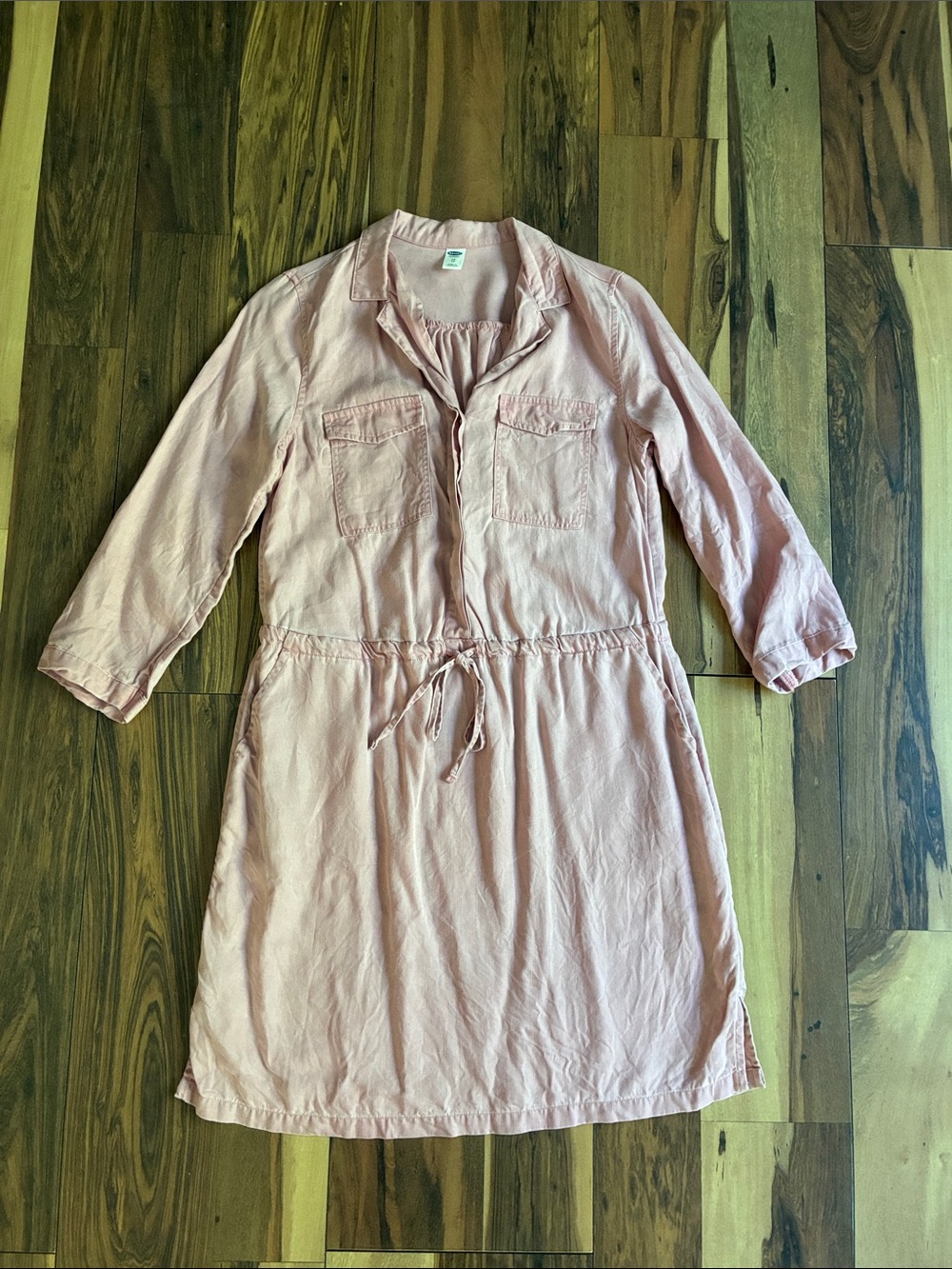 Old Navy Pink Utility Shirt Dress with Drawstring Waist